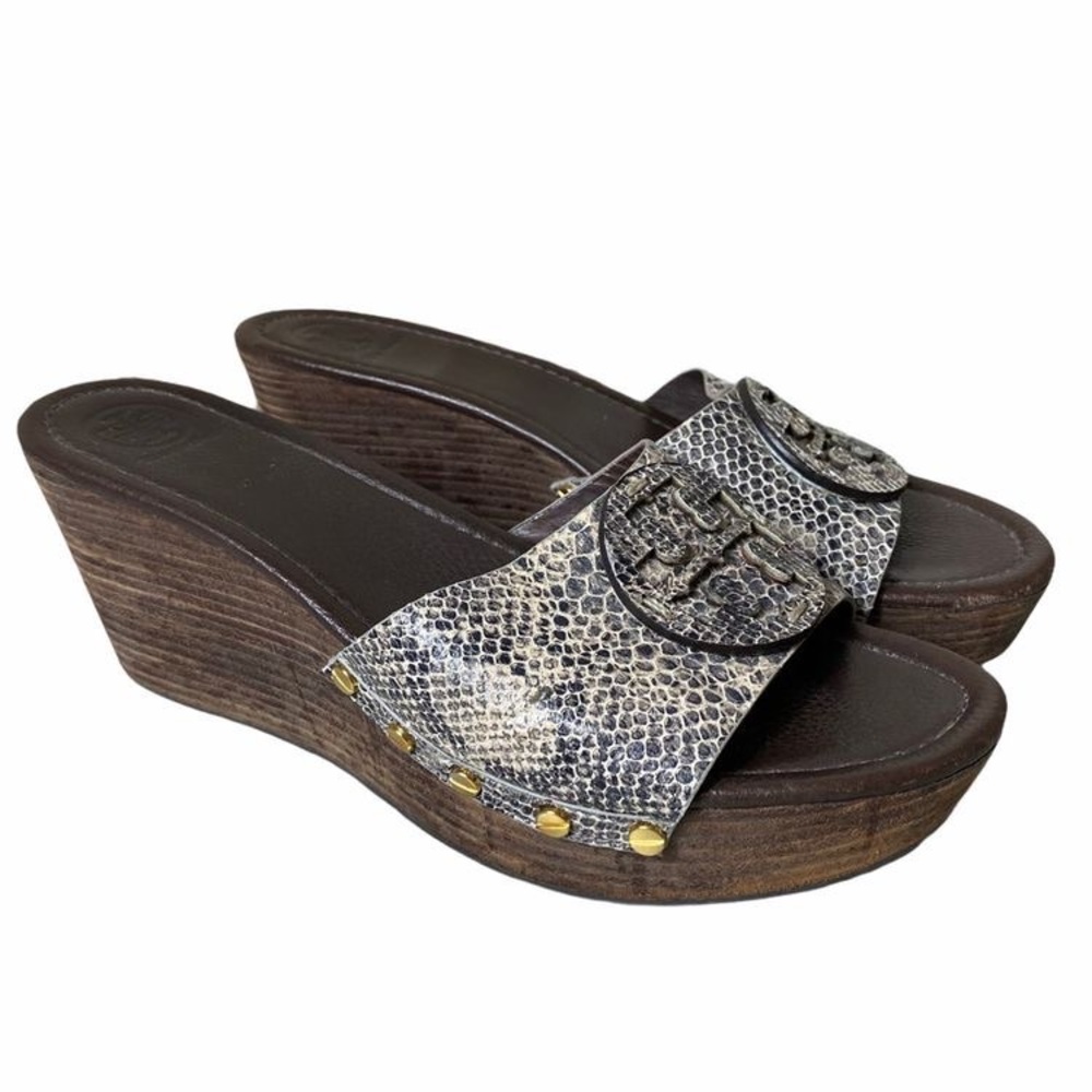 Tory Burch wedge sandal size 8  patti leather heel